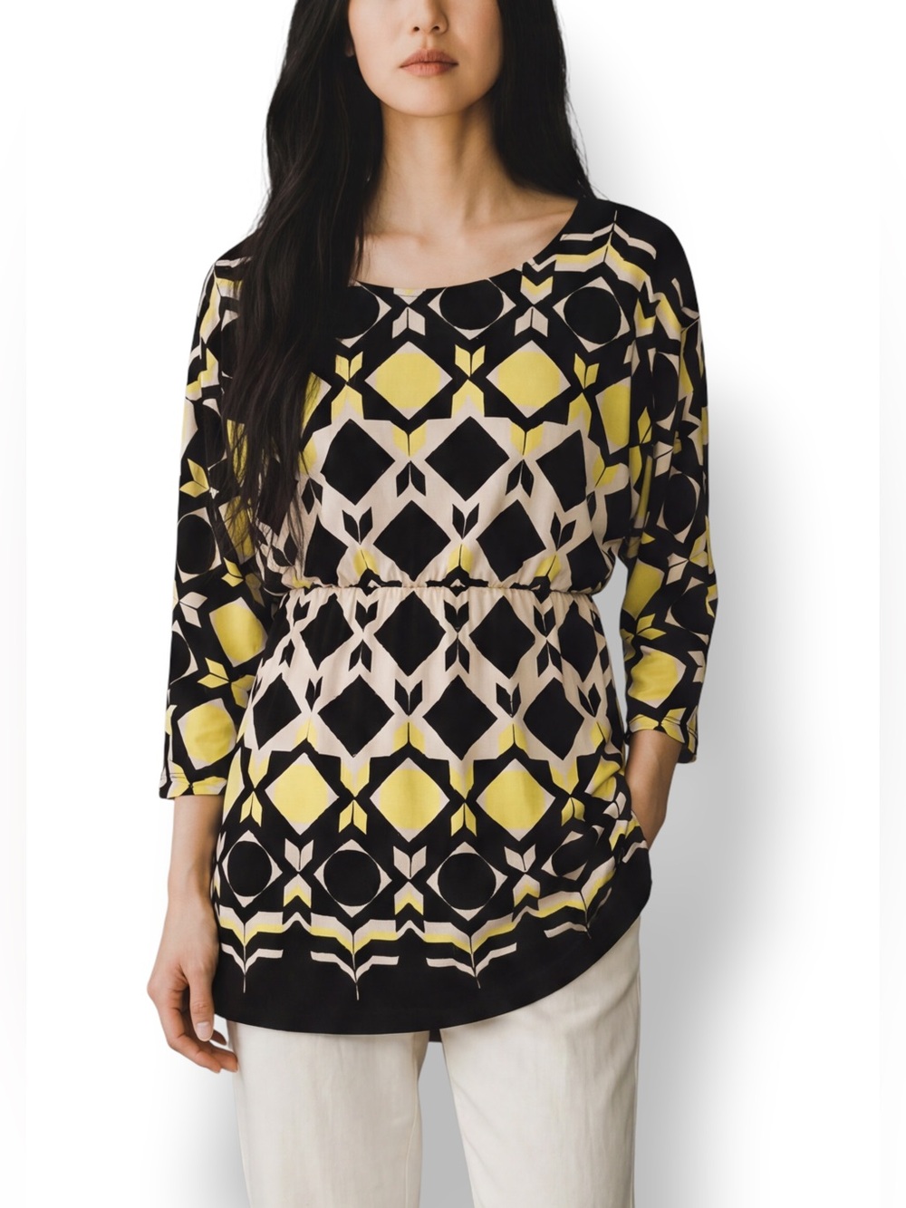 4/$20 Style & Co Petite Geometric Empire Waist Tunic Top Petite Small PS